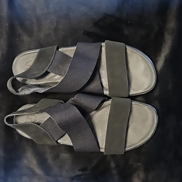 Skechers Shoes - Sketchers luxefoam black suede and elastic  Sandals Size 8